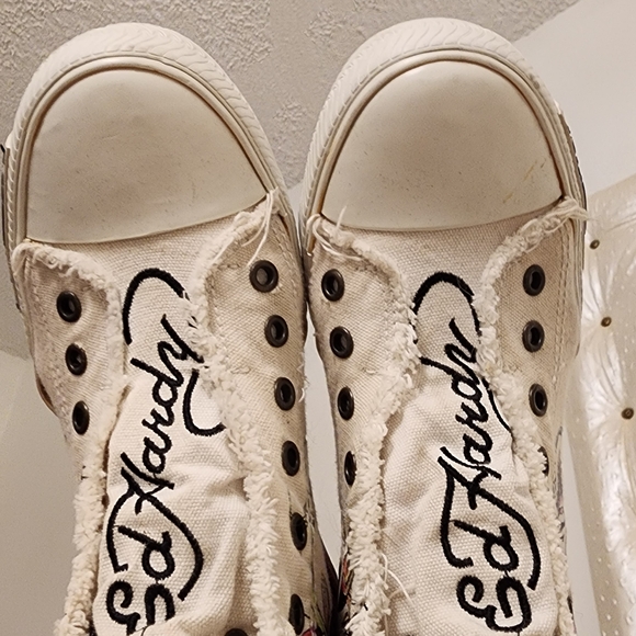 ED HARDY Y2K White High-Top Sneakers!!!! LIKE NEW! - Picture 3 of 10